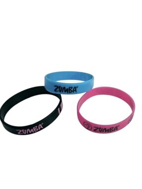 3 Zumba Wristbands Black Pink Blue